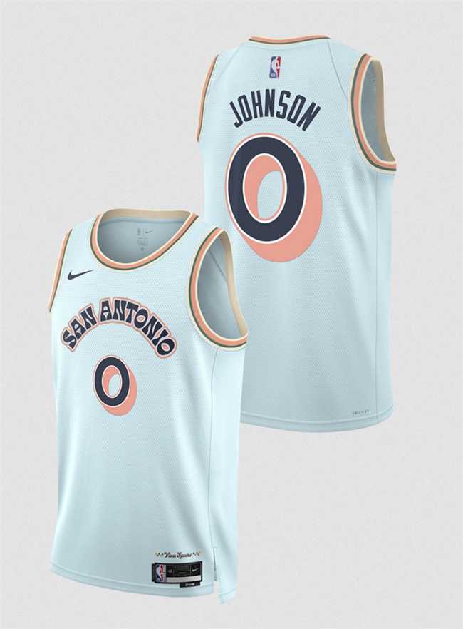 Men%27s San Antonio Spurs #0 Keldon Johnson Light Blue 2024-25 City Edition Stitched Jersey Dzhi